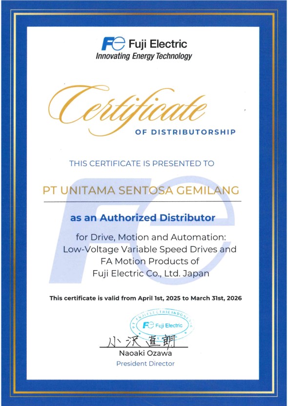 Fuji Electric Distributor Certificate 2026