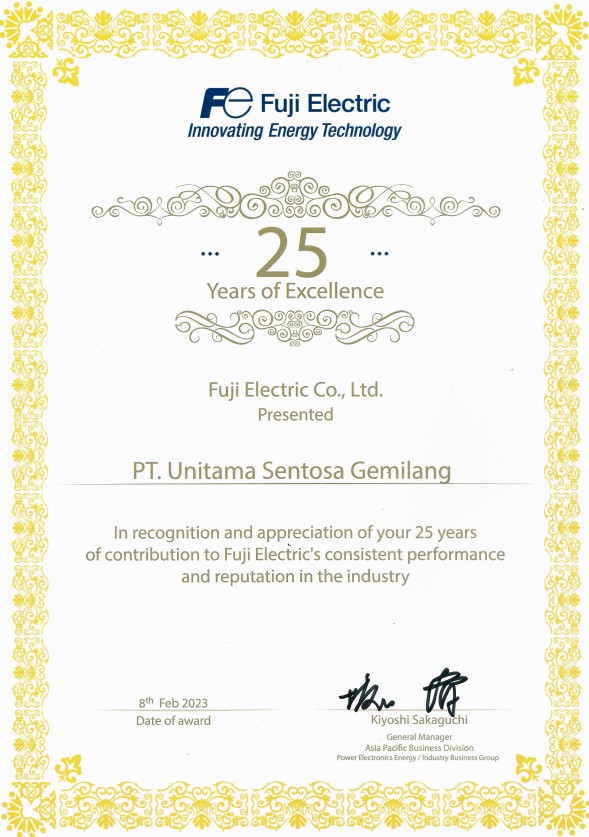 Fuji Certificate of Appreciation